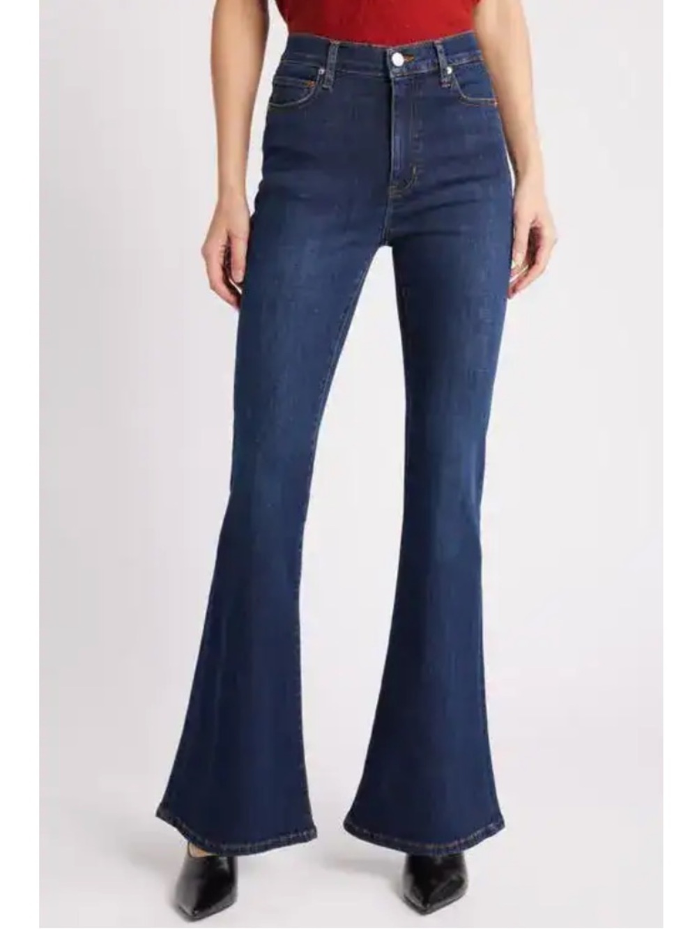 NWT Frame Denim Dark Indigo High-Rise Flare Jeans Size 24 - Picture 6 of 16